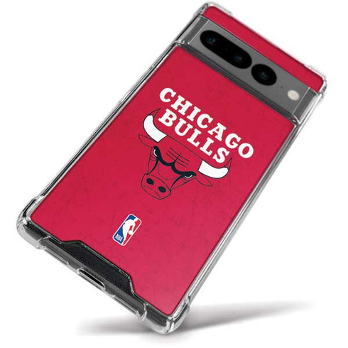 NBA Chicago Bulls Red Distressed Google Pixel 7 Pro Clear Case